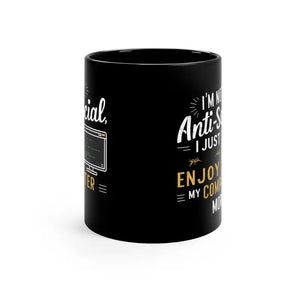 Mug - i am not Antisocial Programmer Black - Dipaliz 11oz