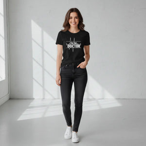 DipaliZ I'm the Doctor jersey tee in Airlume combed and ringspun cotton, Aqua