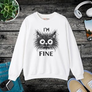 Funny Cat Unisex Heavy Sweatshirt - Cozy Humor Blend - Dipaliz - White / s - Sweatshirts