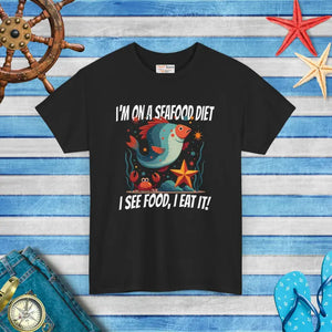 Sea Food Diet Unisex Heavy Cotton Tee - Playful Humor - Dipaliz - Black / s - T-shirts