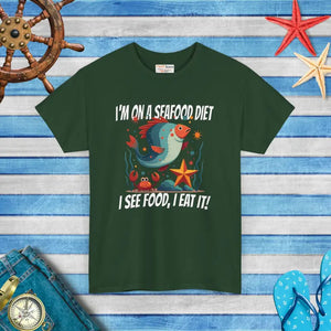 Sea Food Diet Unisex Heavy Cotton Tee - Playful Humor - Dipaliz - T-shirts