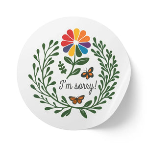 Durable Round Sticker Label Rolls - I’m Sorry Flowers - Dipaliz - Paper Products