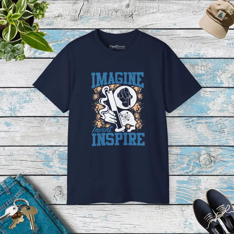 Unisex Ultra Cotton Tee: Imagine Invent Inspire in Style - Navy / s T-shirt