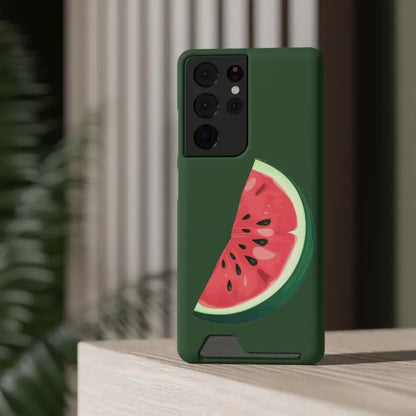 Impact-resistant Watermelon Phone Case & Card Holder Combo