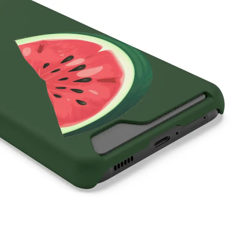 Impact-resistant Watermelon Phone Case & Card Holder Combo