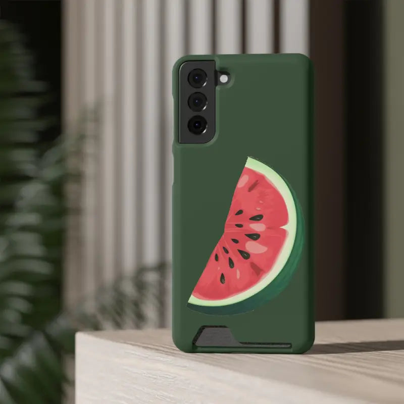 Impact-resistant Watermelon Phone Case & Card Holder Combo