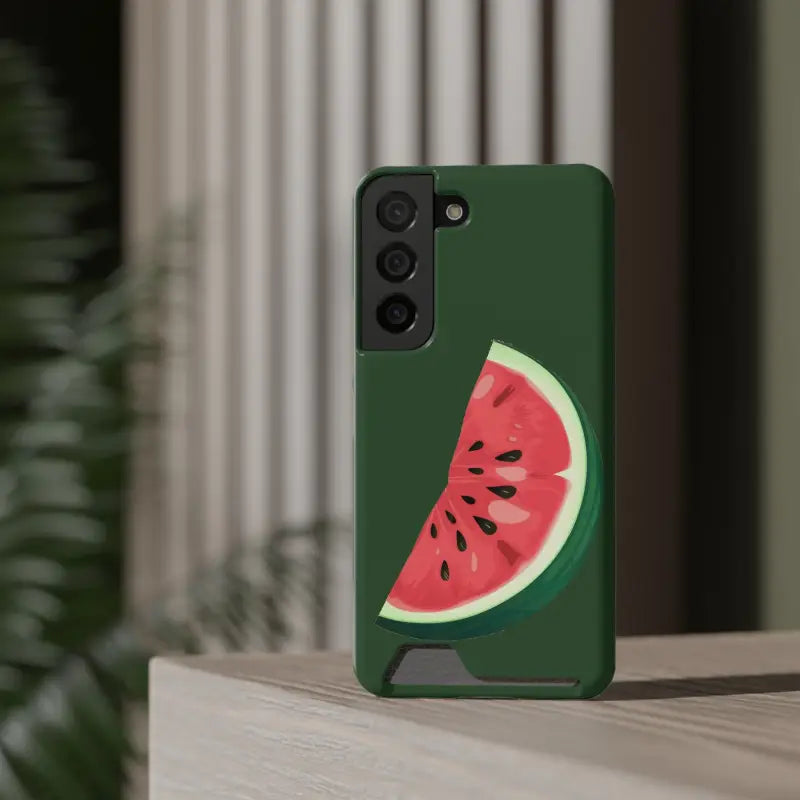 Impact-resistant Watermelon Phone Case & Card Holder Combo