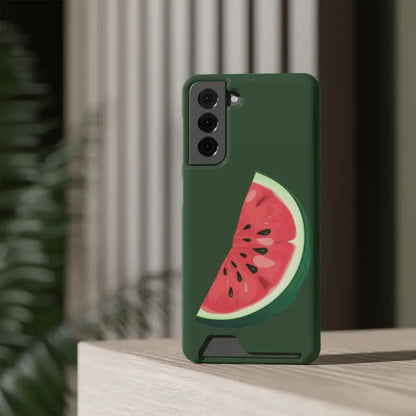 Impact-resistant Watermelon Phone Case & Card Holder Combo