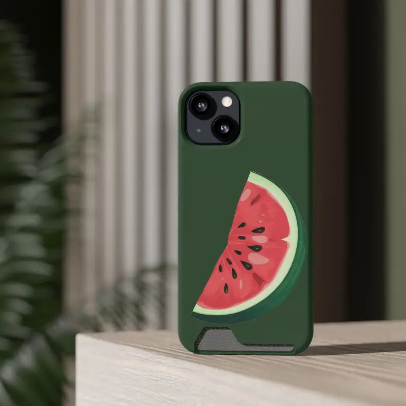 Impact-resistant Watermelon Phone Case & Card Holder Combo