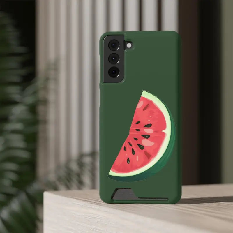 Impact-resistant Watermelon Phone Case & Card Holder Combo