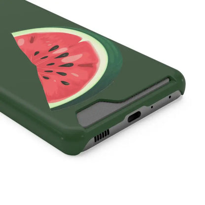 Impact-resistant Watermelon Phone Case & Card Holder Combo