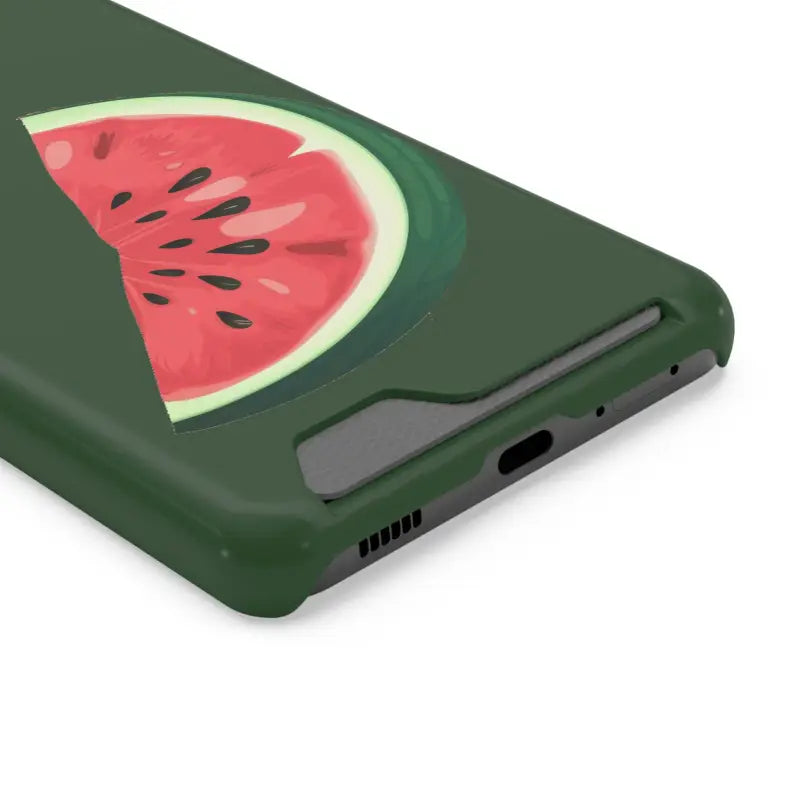 Impact-resistant Watermelon Phone Case & Card Holder Combo