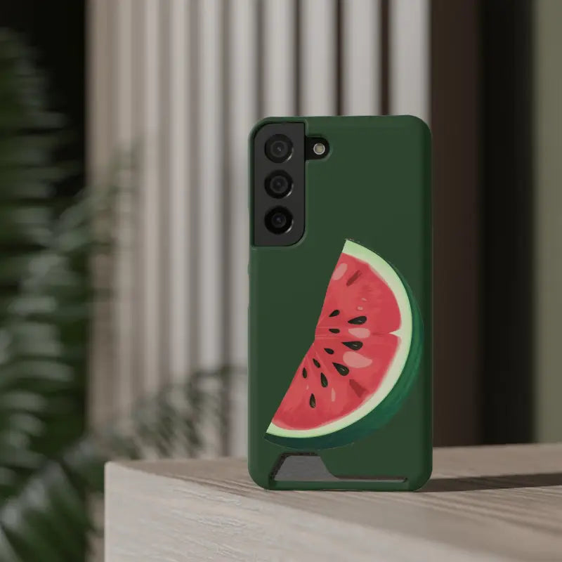 Impact-resistant Watermelon Phone Case & Card Holder Combo