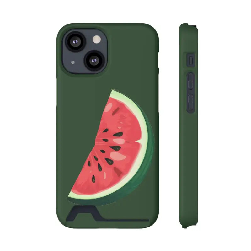 Impact-resistant Watermelon Phone Case & Card Holder Combo - Iphone 13 Mini / Matte / Without Gift Packaging