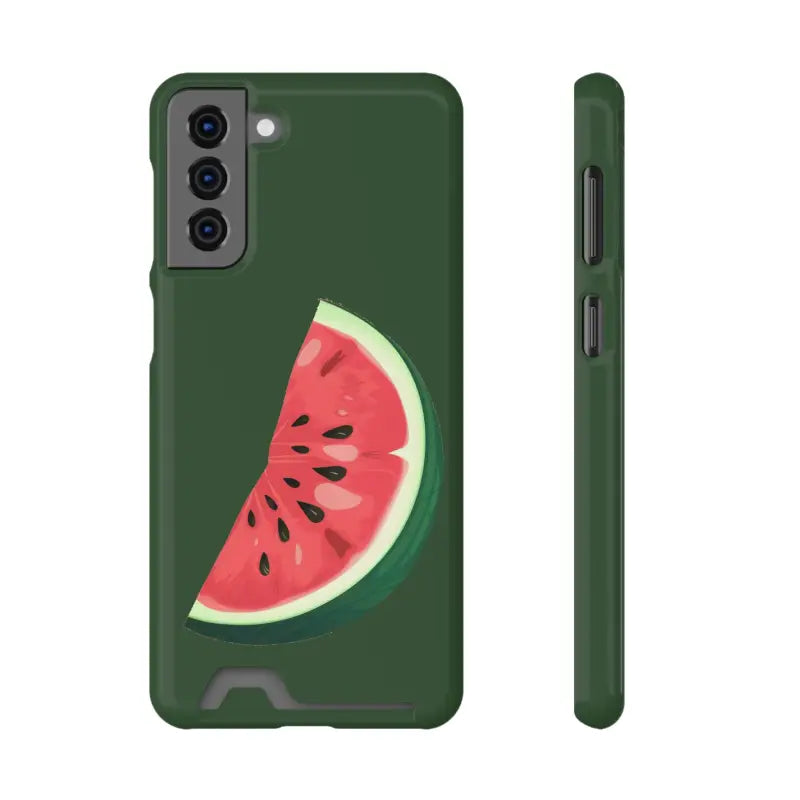 Impact-resistant Watermelon Phone Case & Card Holder Combo - Samsung Galaxy S21 Plus / Glossy / Without Gift Packaging