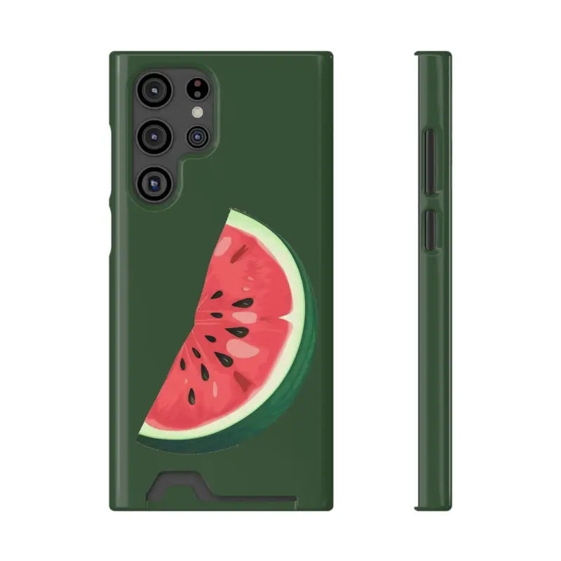 Impact-resistant Watermelon Phone Case & Card Holder Combo - Samsung Galaxy S22 Ultra / Glossy / Without Gift Packaging