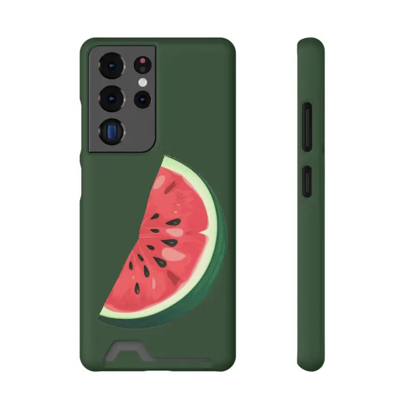 Impact-resistant Watermelon Phone Case & Card Holder Combo - Samsung Galaxy S21 Ultra / Matte / Without Gift Packaging