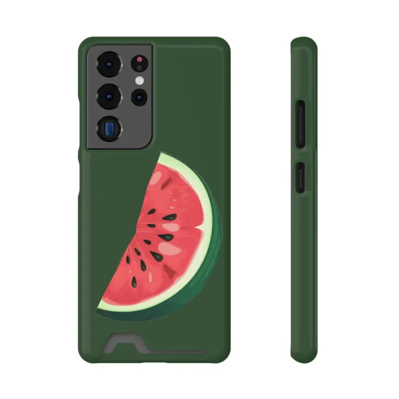 Impact-resistant Watermelon Phone Case & Card Holder Combo - Samsung Galaxy S21 Ultra / Glossy / Without Gift Packaging