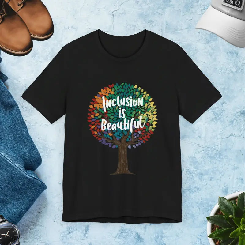 Inclusion is Beautiful Gay Pride Unisex Short Sleeves Tee - Black / Xs T-shirt