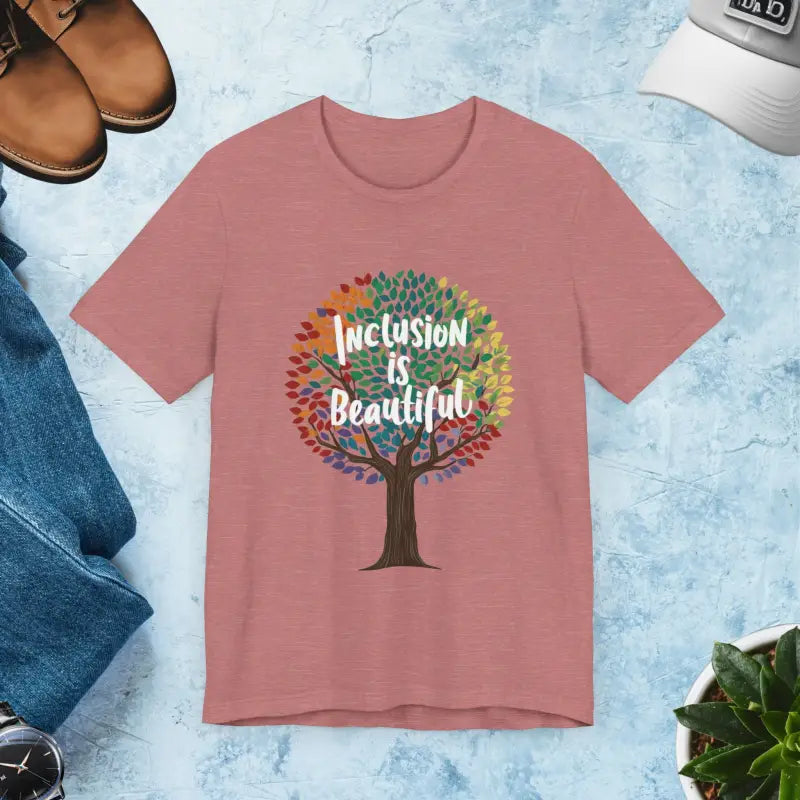 Inclusion is Beautiful Gay Pride Unisex Short Sleeves Tee - Heather Mauve / Xs T-shirt