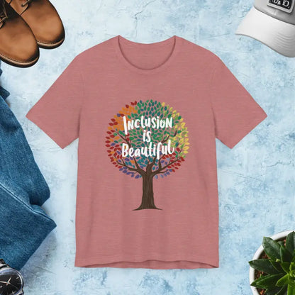 Inclusion is Beautiful Gay Pride Unisex Short Sleeves Tee - Heather Mauve / Xs T-shirt