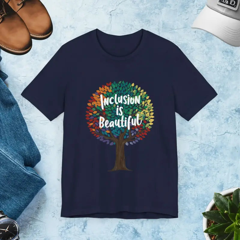 Inclusion is Beautiful Gay Pride Unisex Short Sleeves Tee - Navy / Xs T-shirt