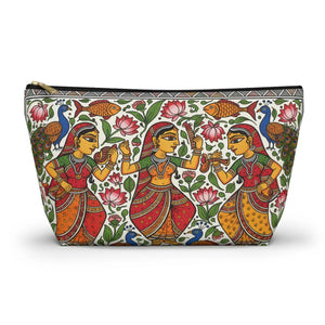 Indian Folk Art Accessory Pouch T-bottom Makeup Bag - Dipaliz - Bags