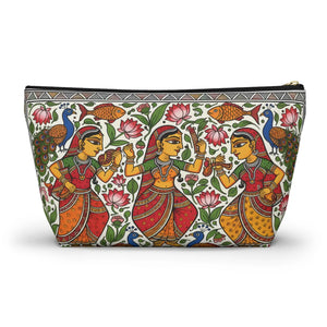 Indian Folk Art Accessory Pouch T-bottom Makeup Bag - Dipaliz - Bags