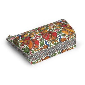 Indian Folk Art Accessory Pouch T-bottom Makeup Bag - Dipaliz - Bags