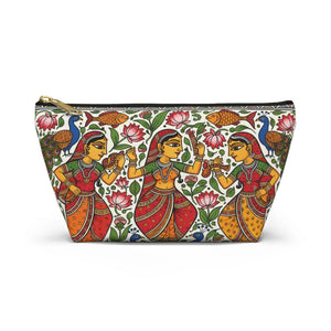 Indian Folk Art Accessory Pouch T-bottom Makeup Bag - Dipaliz - Bags