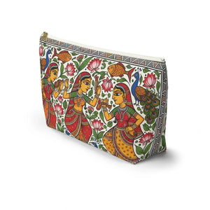 Indian Folk Art Accessory Pouch T-bottom Makeup Bag - Dipaliz - Bags