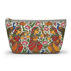 Indian Folk Art Accessory Pouch T-bottom Makeup Bag - Dipaliz - Bags