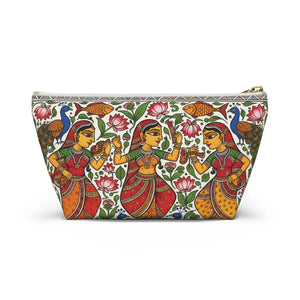 Indian Folk Art Accessory Pouch T-bottom Makeup Bag - Dipaliz - Bags