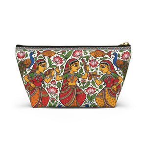 Indian Folk Art Accessory Pouch T-bottom Makeup Bag - Dipaliz - Bags