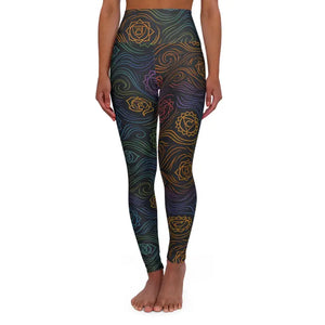 High Waisted Yoga Leggings - Indian Chakra Print - Dipaliz - Xs