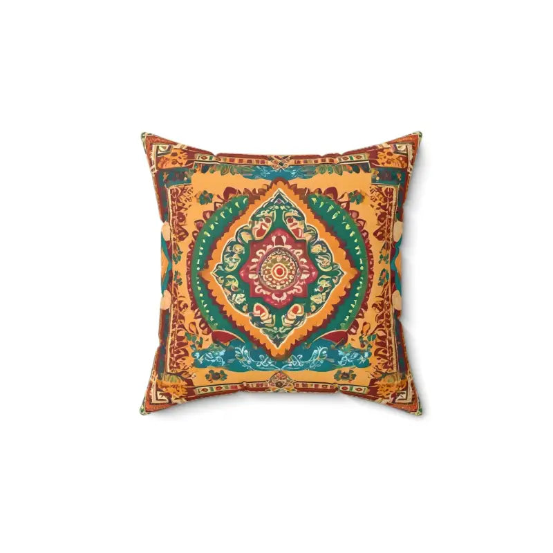 Bold Vibrant Indian Pattern Spun Polyester Square Pillows - 14’’ × Home Decor