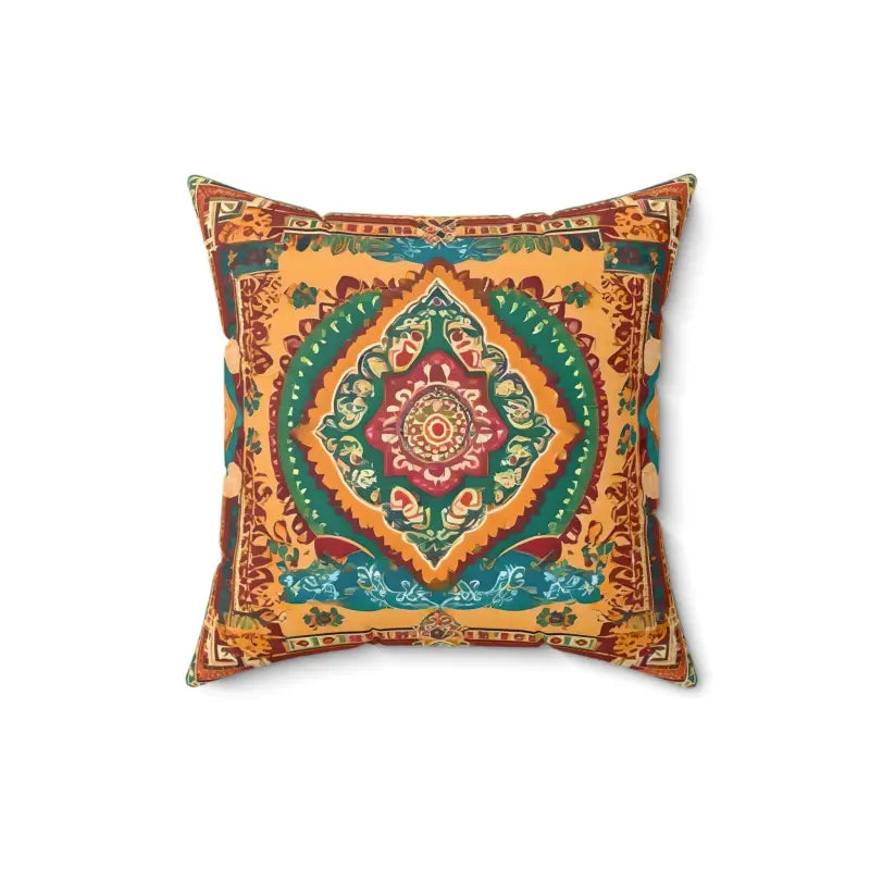 Bold Vibrant Indian Pattern Spun Polyester Square Pillows - 16’’ × Home Decor