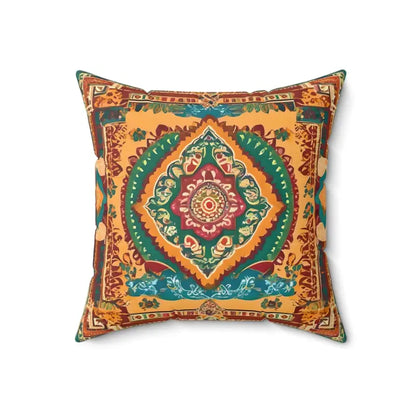 Bold Vibrant Indian Pattern Spun Polyester Square Pillows - 18’’ × Home Decor