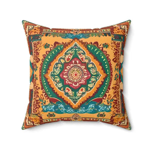 Vibrant Indian Pattern Spun Polyester Square Pillow - Dipaliz - 20’’ × - Throw Pillows