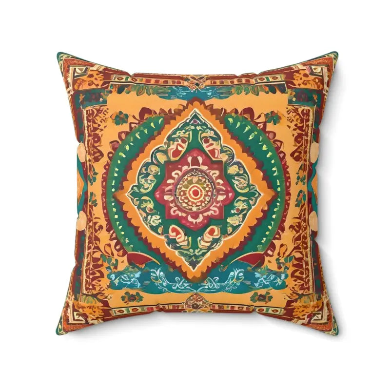 Bold Vibrant Indian Pattern Spun Polyester Square Pillows - 20’’ × Home Decor