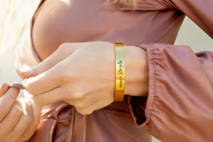 Strength Engraved Cuff Bracelet Gold Empowerment Gift - Dipaliz - one Size / 18k Pvd Coating - Bracelets