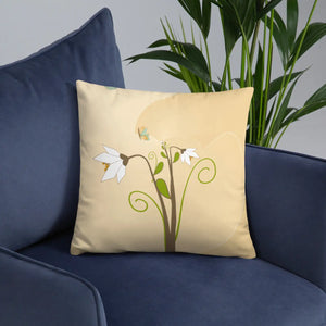 Graphic White Flowers Throw Pillow – Insert Included - Dipaliz - Pillows