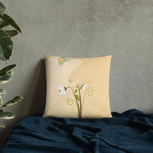 Graphic White Flowers Throw Pillow – Insert Included - Dipaliz - Pillows