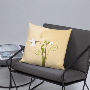 Graphic White Flowers Throw Pillow – Insert Included - Dipaliz - Pillows