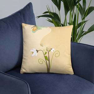 Graphic White Flowers Throw Pillow – Insert Included - Dipaliz - Pillows