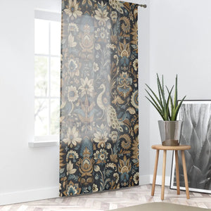 Regal Peacocks Window Curtains - Intricate Flowers - Dipaliz