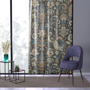 Regal Peacocks Window Curtains - Intricate Flowers - Dipaliz