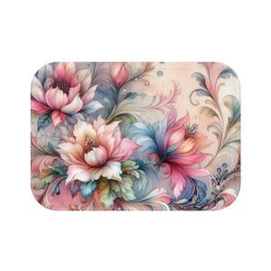 Floral Bath Mat – Soft Watercolor Microfiber - Dipaliz - Mats & Rugs