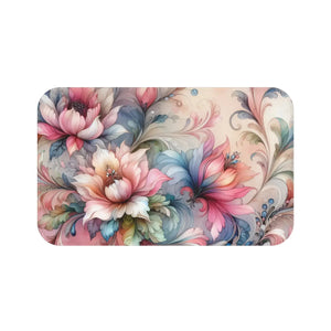 Floral Bath Mat – Soft Watercolor Microfiber - Dipaliz - Mats & Rugs