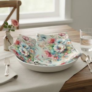 Intricately Designed Watercolor Flowers Napkins | Set of 4 - 4-piece Set / 18’’ × - Home Decor